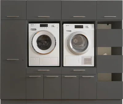 Produktbild von Waschmaschinenumbauschrank >LAUNDREEZY< in anthrazit - 235x200x67,5 (BxHxT)