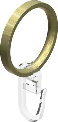 Produktbild von Interdeco Gardinenringe / Flachringe mit Faltenhaken für Gardinenstangen mit 20 mm Ø Messing-Optik, Pack. 10 Stück
