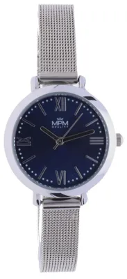 Produktbild von MPM-Quality Modern Damenuhr Metall Silber Zifferblatt Blau/Silber Ø 28 mm