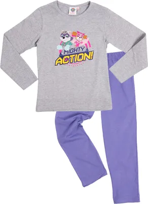 Produktbild von Paw Patrol Schlafanzug für Mädchen Kinder Pyjama Set Langarm Oberteil mit Hose Lila/Grau 98-104
