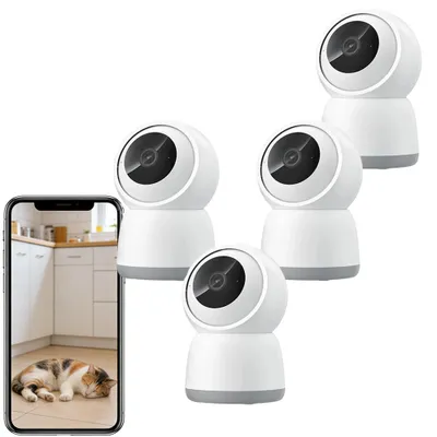 Obrázek produktu pro Dohledová kamera vnitřní - 5MP kamera vnitřní 360° WLAN kamera vnitřní s nočním viděním 4 kusy