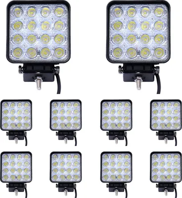 Produktbild von Greenmigo 10x 48W Led Scheinwerfer Offroad Lampe Flood Arbeitsscheinwerfer LED Arbeitslicht 12V 24V Zusatzscheinwerfer Rückfahrscheinwerfer für Traktor Bagger SUV - 60 Grad Wasserdicht IP67 4320LM