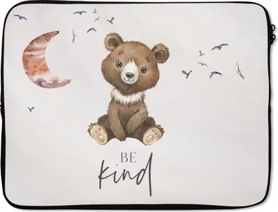 Produktbild von MuchoWow® Laptop Hülle 15 Zoll Sprichwörter - Kind sein - Kinder - Teddybär - Aquarell Laptoptasche - Laptoptasche - Sleeve - Rundum-Schutz