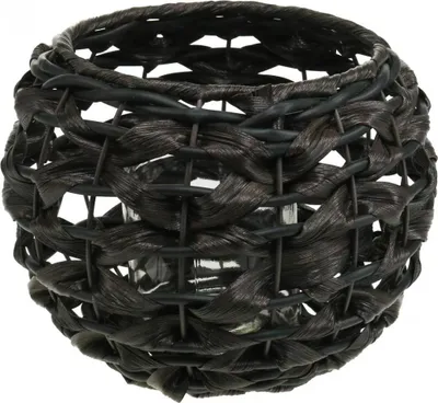 Produktbild von Geflochtenes Windlicht Schwarz Braun, Rattan-Optik Kerzenglas für Outdoor & Balkon Deko Ø23cm H18cm