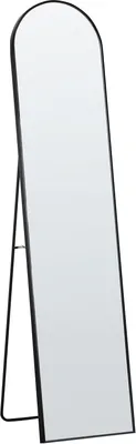 Produktbild von BELIANI Stehspiegel Schwarz mit dekorativem Rahmen 36 x 150 cm Oval Industriestil Ganzkörper für Ecke Schlafzimmer Garderobe Bad Wohnzimmer