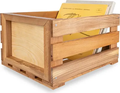 Produktbild von Creative Deco Vinyl Box zur Aufbewahrung bis zu 80 Schallplatten | Regal Holzbox 46x36x25 cm (+/- 1cm) | Schallplattenkiste Holz | LP Kiste für Obst, Gemüse, Wein, Spielzeugkiste