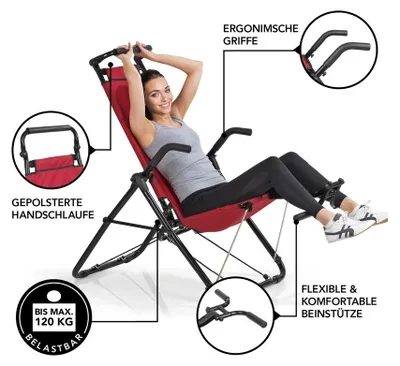 Obrázek produktu pro MAXXMEE Inversion Trainer Deluxe - Cvičení na zádech, břiše, trupu a nohách - červeno-černý