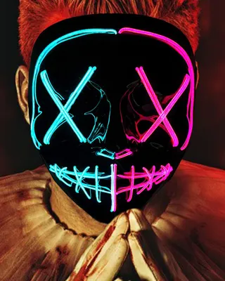 Produktbild von Halloween Purge Maske Leuchtende Maske LED Gruselige Maske für Halloween Kostüm Party, Maskerade Cosplay Light Up Purge Gesichtsmaske mit 3 Beleuchtungsmodi für Männer Frauen Erwachsene Kinder