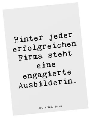 Produktbild von Mr. & Mrs. Panda Postkarte Spruch Engagierte Ausbilderin - Weiß - Geschenk, Ansichtskarte, Zukunft, Postkarten, Mentorin, Ausbildung, Ausbildungsqualität, Berufsalltag