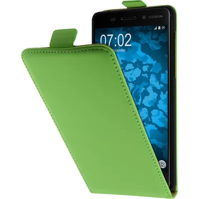 Produktbild von PhoneNatic Kunst-Lederhülle kompatibel mit  Nokia 6 - Flip-Case grün + 2 Schutzfolien