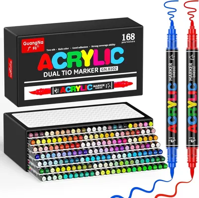 Acrylstifte 168er Set, Doppelspitze 1–5 mm, wasserfest, vielseitig
