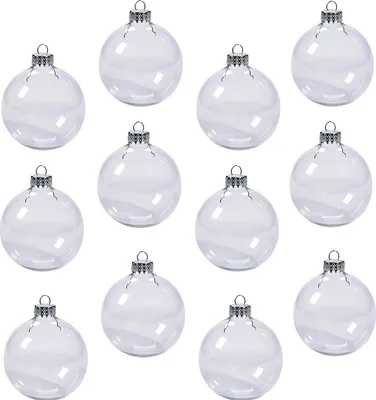 Produktbild von 12 Pcs Clear Plastic Fillable Ornament Balls,2.36Inch Christmas DIY Baubles for Christmas, Halloween, Birthday, Wedding Decor, DIY Crafts Decorations (60 mm)