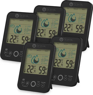 Produktbild von 5x Miraval Raumklimastation Schimmelwarner 5 Stufen Lüftungsempfehlung Hygrometer Temperaturstation