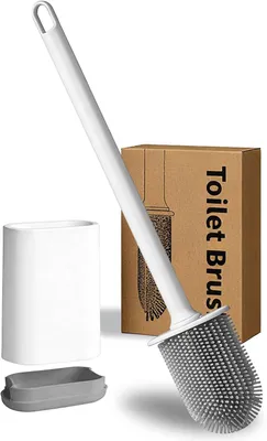 Produktbild von Toilettenbürsten-Set mit flexibler Silikonbürste, Wandmontage, weiß, für das Badezimmer
