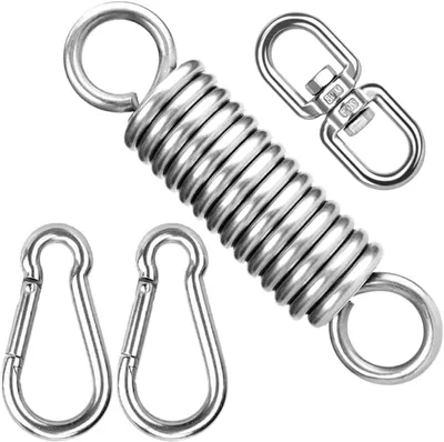 Produktbild von Schwungfeder mit 2 M8 Karabinern und 1 Drehwirbel, Edelstahl, bis 250 kg, für Hängesessel