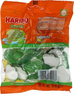 Produktbild von Haribo Quaxi, Gummibärchen, 175 g, Fruits, Pfirsich, 1466 kJ, 345 kcal, 79 g