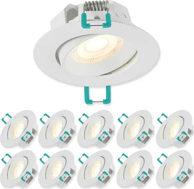 Produktbild von SYLVANIA LED Einbaustrahler 230V | 10er Pack | Warmweiß | LED Spots Ø 68 mm | Schwenkbar | Deckenspots für Wohnzimmer, Badezimmer, Küche