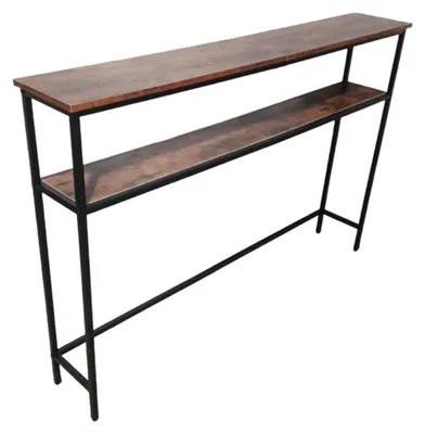 Konsole, 80x120x20 cm, 2 Ablagen, braun/schwarz, Metall & MDF