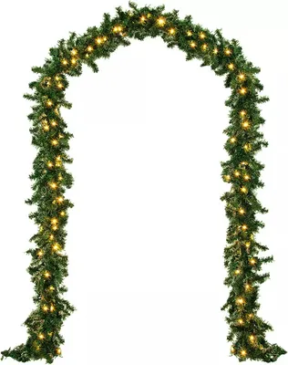 Produktbild von Weihnachtsgirlande  I 5m I100 LED I mit Lichterkette I warmweiß I Out-/Indoor  - Tannengirlande Weihnachtsbeleuchtung Girlande  Weihnachten
