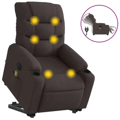 Produktbild von vidaXL Elektrischer Massagesessel mit Aufstehhilfe Dunkelbraun Stoff
