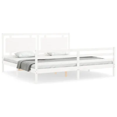 Produktbild von vidaXL Massivholzbett mit Kopfteil Weiß 200x200 cm