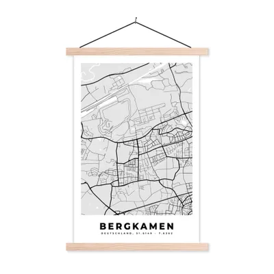 Produktbild von MuchoWow® Textilposter Bergkamen- Stadtplan - Deutschland - Karte 120x180 cm mit holzfarbenen Rahmen - Textil-Plakat