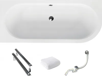 Produktbild von Aqua For You | Badewanne - Besco Asymmetrische Badewanne Avita Links - 180 x 80cm - Antibakterielle Beschichtung - Acrylbadewanne - mit Siphon