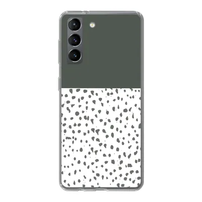Produktbild von MuchoWow® Handyhülle Schutzhülle Hülle für Samsung Galaxy S21 Polka dots - Grau - Weiß Silikon Softcase Handy Hülle - Softcase