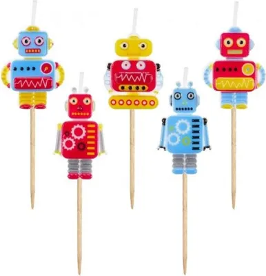 Obrázok produktu pre Robot Future tortová sviečka, sada 5 sviečok