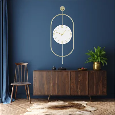 Obrázok produktu pre Opviq, Mclock-00113, Dekoratívne kovové nástenné hodiny, zlaté, 100 % KOV, 35 x 7 x 85 cm