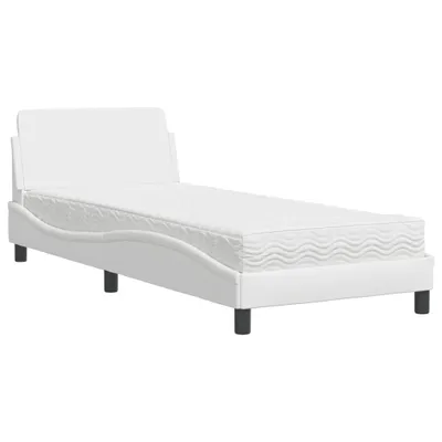 Produktbild von Bett mit Matratze "Dover" Weiß 80x200 cm Kunstleder