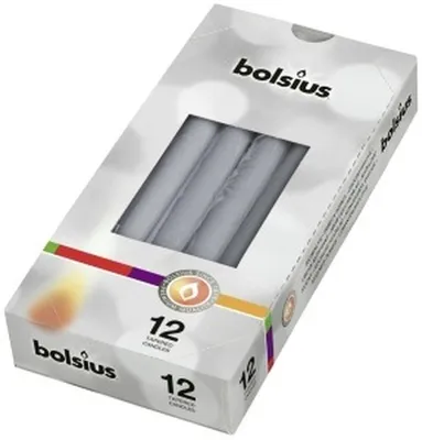 Produktbild von Bolsius Gotische Kerzen Silbergrau 24.5 cm - 12 Stück