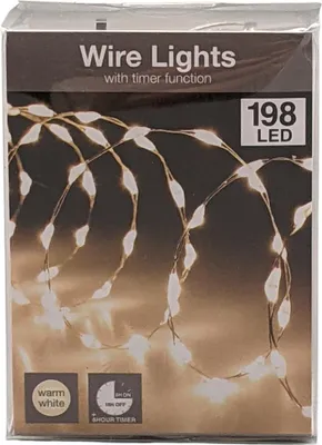 Product packaging for wire lights with a timer function.