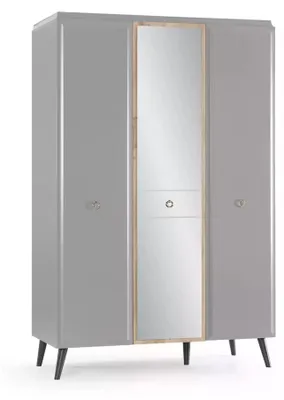Produktbild von Komplette Jugendbett Schlafzimmermöbel Holzbett Bett Grau Set 4tlg