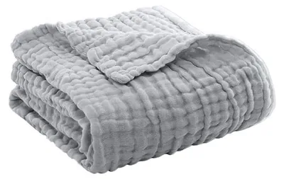 Produktbild von Sommerliche Musselindecke, atmungsaktiv, einfarbig, kuschelige Musselindecke für Bett, Sofa, Reisen und Urlaub