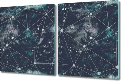Produktbild von Glas-Herdabdeckplatte Glaskeramikkochfeld-Abdeckung - 2x 40x52 cm - Geometrische Linien Nachthimmel