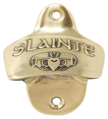 Flaschenöffner Slainte Claddagh, poliertes Messing