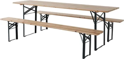 Produktbild von Bistrot-Gartentisch klappbar mit 2 Bänken "Lisbonne" - 218 x 59,5 x 75 cm -  Braun