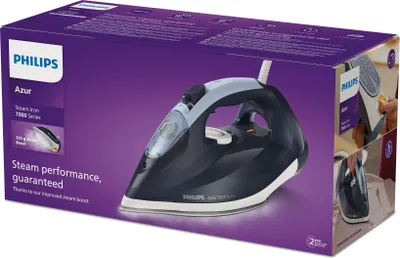 Zdjęcie produktu dla Philips 7000 series DST7030/20 Żelazko parowe HV ciemnoniebieskie, Żelazko suche i parowe, Stopa SteamGlide Plus, 2 m, 250 g/min, Niebieski, 50 g/min