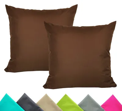 Produktbild von JACK 2er Set 40x40cm Outdoor Kissenhülle Kissenbezug Wasserfest Sitzkissen Lounge Kissen Garten Stuhl Lotus Effekt, Farbe:Braun