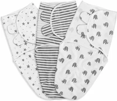Zdjęcie produktu dla Ekologiczny śpiworek dla niemowląt, 0–3 miesiące, 100% bawełna, unisex, certyfikat Oeko-Tex 100, zestaw 3 sztuk