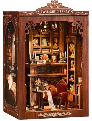 Miniatur-Puppenhaus Bausatz, 3D Holz-Puzzle, Bücherregal-Deko