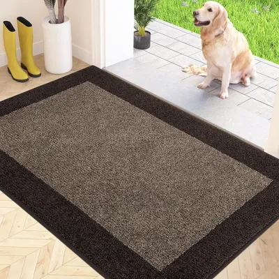 Obrázek produktu pro Podlahová rohož do interiéru, 80 x 120 cm, hnědá, protiskluzová, omyvatelná, savá