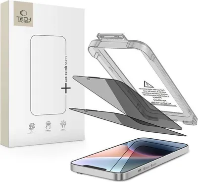 Produktbild von Tech-Protect Quick Set Spy+ 2er-Pack Privacy Glass für Iphone 13 / 13 Pro / 14 / 16E