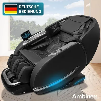 Produktbild von AMBINESS Massagesessel Relaxsessel YUNA | 60 Massageprogramme | deutsche Bediensprache | Zero Gravity-Funktion | 3D-Massagetechnologie Ganzkörpermassage + Wärmefunktion | Vitalwertmessung | Schwarz