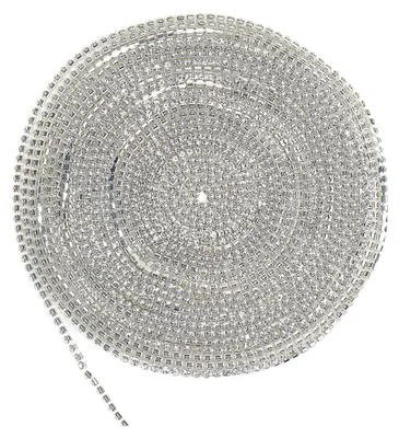 Produktbild von 1 Band 9,1 m, 3 mm Kristall-Strass-Kette für selbstgemachten dekorativen Schmuck - Silberne Kristall-Klauenkette, Strass-Cup-Kette, Diamantkette mit transparentem Rand