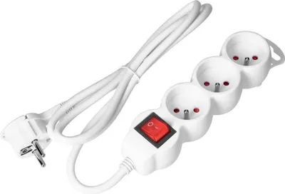 Image de Rallonge 3x2P+Z,ON/OFF,1,5m, 3x1,5,bialy (ES-5/W/1,5)