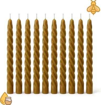Produktbild von Set mit 10 Kerzen aus 100 % handgerolltem natürlichem Bienenwachs
