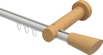 Produktbild von Interdeco Innenlaufstange / Gardinenstange mit Innenlauf Weiß / Buche lackiert, Typ Talent Bero (Konus Schräge), 20 mm Ø 1-läufig, 360 cm