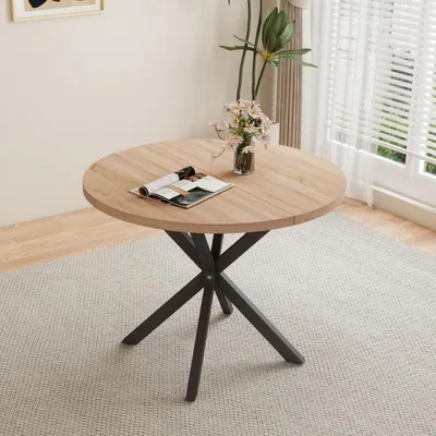 Produktbild von Runder Esstisch 100 cm Hellbraun MDF Metallbeine für 4-6 Personen